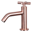 Differnz Force kit lave-mains - 40x22x9cm - Rectangulaire - 1 trou de robinet - Robinet en cuivre rose courbé - poignée croix - Pierre naturelle noire SW373192