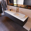ENSEMBLE DE MEUBLE DE SALLE DE BAIN MONDIAZ ERIN - 150 cm - Anthracite - 2 tiroirs - lavabo à droite - 1 trou de robinet - Talc SW696945
