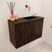 Mondiaz JOYA 60cm toiletmeubel - kleur Walnut - Wastafel FAYE positie Rechts Zonder kraangat kleur Urban. SW1421338