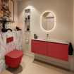 MONDIAZ TURE-DLUX Meuble toilette - 120cm - Fire - EDEN - vasque Glace - position centrale - sans trou de robinet SW1103304