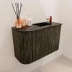 Mondiaz JOYA-DLUX Meuble de salle de bains 61,6cm - arrondi gauche couleur Shadow - Vasque FAYE position droite 1 trou de robinet couleur Lava SW1422851