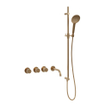 Fortifura Nebbio Badcombinatie-set - thermostaatkraan - glijstang met geïntegreerde wandaansluitbocht - metalen doucheslang - ronde handdouche - uitloop - geborsteld messing SW1238055