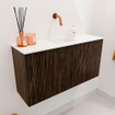 Mondiaz JOYA 80cm meuble de salle de bains WC - couleur Walnut - Vasque FAYE position Milieu Sans trou de robinet couleur Talc SW1421260