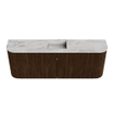 Mondiaz JOYA-DLUX Meuble de toilette 113,2cm - arrondi gauche et droite couleur Noyer - Vasque FAYE position Milieu 1 trou de robinet couleur Glace. SW1422422