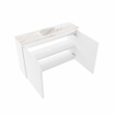 MONDIAZ TURE-DLUX Meuble toilette - 80cm - Talc - EDEN - vasque Frappe - position centrale - 1 trou de robinet SW1102592