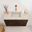 Mondiaz JOYA-DLUX 60cm toiletmeubel - kleur Walnut - Wastafel FAYE positie Midden Zonder kraangat kleur Opalo. SW1422482