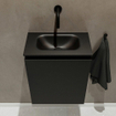 MONDIAZ TURE Fonteinset - 40x23x50cm - 0 kraangaten - 1 deur - urban mat - Wasbak midden - Solid Surface Zwart SW475248