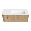 MONDIAZ KURVE 115cm Meuble salle de bain avec module 25 G - couleur Oak - 1 tiroir - 1 porte - vasque BIG SMALL droite - 1 trou de robinet - Talc SW1138192