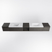 MONDIAZ BUKLA 280cm ensemble de meuble avec module ouvert 40 au milieu couleur Marron Foncé avec 4 tiroirs. Lavabo CLOUD double 0 trous de robinet couleur Talc. SW1382362