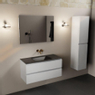 Mondiaz AIVY Ensemble de meuble - 100x45x50cm - 0 trous de robinet - 1 vasque Urban Solid surface - Centre - 2 tiroirs - avec miroir - MDF Talc SW892102