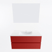 Mondiaz VICA ensemble de meuble de salle de bain - 100cm - meuble sous-vasque fire - 2 tiroirs - lavabo denia milieu - 1 trou de robinet - couleur Blanc Brillant - miroir LED - version XL 60cm haut SW1091919