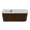Mondiaz JOYA-DLUX Meuble de toilette 91,6cm - arrondi droit couleur Noyer - Vasque FAYE position Gauche 1 trou de robinet couleur Opalo. SW1422582