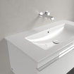 Villeroy & Boch Venticello Lavabo pour meuble avec lavabo au centre 100x50cm sans trou pour robinetterie avec trop plein ceramic+ blanc 1025125