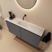 MONDIAZ TURE-DLUX Meuble toilette - 100cm - Dark Grey - EDEN - vasque Opalo - position centrale - sans trou de robinet SW1104270