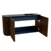 Mondiaz JOYA 81.6cm meuble de toilette - arrondi gauche couleur Walnut - Vasque FAYE position Droite Sans trou de robinet couleur Urban. SW1421351