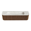 MONDIAZ KURVE-DLUX 170cm Meuble salle de bain avec module 25 G et D - couleur Walnut - 1 tiroir - 2 portes - vasque BIG LARGE centre - 1 trou de robinet - couleur Ostra SW1137847