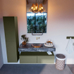 Mondiaz ALAN-DLUX Ensemble de meuble - 120cm - meuble Army mat - 2 tiroirs - Lavabo Cloud Lava suspendu - vasque Centre - 0 trous de robinet SW808586