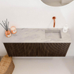 Mondiaz JOYA-DLUX 90cm toiletmeubel - kleur Walnut - Wastafel FAYE positie Rechts Zonder kraangat kleur Glace. SW1422372