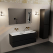 Mondiaz Aivy ensemble de meubles de salle de bains - 120x45x50cm - 0 trous de robinet - 2 lavabos talc Solid surface - Gauche et droite - 2 tiroirs - Avec miroir - MDF Urban SW892370