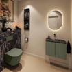 MONDIAZ TURE-DLUX Meuble toilette - 60cm - Army - EDEN - vasque Lava - position centrale - sans trou de robinet SW1103641