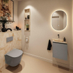 MONDIAZ TURE-DLUX Meuble toilette - 40cm - Smoke - EDEN - vasque Frappe - position centrale - sans trou de robinet SW1103047
