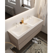 Mondiaz VICA Ensemble de meuble de salle de bain - 120cm - meuble sous-vasque fumée - 2 tiroirs - lavabo nuage double - 2 trous de robinet version XL 60cm de haut SW1089826