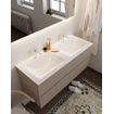 MONDIAZ VICA Ensemble de meuble salle de bain - 120cm - 2 tiroirs - lavabo Cloud double - 2 trous de robinet - solid surface smoke SW411404