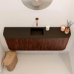 Mondiaz JOYA 113.2cm toiletmeubel - ronding links en rechts kleur Ruby - Wastafel FAYE positie Midden Zonder kraangat kleur Urban. SW1421849