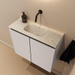 MONDIAZ TURE-DLUX Meuble toilette - 60cm - Linen - EDEN - vasque Ostra - position centrale - sans trou de robinet SW1104935