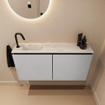 MONDIAZ TURE-DLUX Meuble toilette - 100cm - Plata - EDEN - vasque Opalo - position gauche - 1 trou de robinet SW1104461