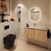 MONDIAZ TURE-DLUX Meuble toilette - 100cm - Washed Oak - EDEN - vasque Opalo - position centrale - sans trou de robinet SW1105219