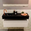 MONDIAZ ANDOR Meuble WC - 100x30x30cm - 1 trou de robinet - 1 tiroir - linen mat - vasque à gauche - Solid surface - Noir SW474678