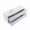MONDIAZ VICA-DLUX Ensemble meuble de salle de bains - 130cm - meuble bas Cale - 2 tiroirs - lavabo encastré Cloud à gauche - sans trous de robinet - version haute 60cm - Frappe SW1089017