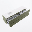 Mondiaz VICA Ensemble meuble de salle de bains - 180cm - army - 4 tiroirs - Lavabo MOON - gauche - 1 trou de robinet - couleur talc - Version XL 60cm de haut SW1189302