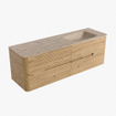 Mondiaz CIRO-DLUX Badkamermeubelset - 150x45x50cm - Solid surface wastafel Arena - 1 wasbak Rechts - 1 kraangat - 4 lades - Oak SW1531353