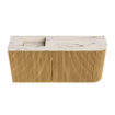 Mondiaz JOYA-DLUX Meuble de toilette 91,6cm - arrondi droit couleur Chêne - Vasque FAYE position Gauche 1 trou de robinet couleur Nata SW1424035