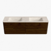 Mondiaz CIRO-DLUX Badkamermeubelset - 160x45x50cm - Solid surface wastafel Meli - 2 wasbak Dubbel - zonder kraangaten - 4 lades - Walnut SW1530557