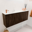 Mondiaz JOYA 100cm toiletmeubel - kleur Walnut - Wastafel FAYE positie Links 1 kraangat kleur Talc. SW1421280