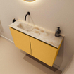 MONDIAZ TURE-DLUX meuble de toilettes 80cm Ocher. EDEN lavabo Frappe position gauche. Sans trou de robinet. SW1102865