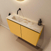 MONDIAZ TURE-DLUX Meuble toilette - 80cm - Ocher - EDEN - vasque Frappe - position gauche - sans trou de robinet SW1102865