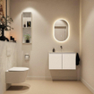 MONDIAZ TURE-DLUX Meuble de toilettes 80 cm Talc. EDEN lavabo Opalo position milieu. Sans trou de robinet. SW1104126