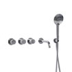 Fortifura Nebbio Ensemble combinaison baignoire - mitigeur thermostatique - coude mural avec support de douchette - flexible de douche lisse - douchette ronde - bec - chrome SW1237980