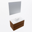 Mondiaz VICA ensemble de meuble de salle de bain - 80cm - meuble sous-vasque reposant - 2 tiroirs - lavabo denia milieu - 1 trou de robinet - couleur Blanc Brillant - miroir LED - version XL 60cm de haut SW1092035