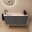 MONDIAZ TURE-DLUX Meuble toilette - 100cm - Dark Grey - EDEN - vasque Glace - position gauche - 1 trou de robinet SW1103252