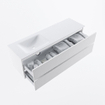 MONDIAZ VICA meuble sous lavabo 150cm Talc 2 tiroirs. Lavabo CLOUD gauche 1 trou de robinet, couleur Talc. SW1381817