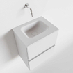 MONDIAZ ADA Meuble de toilettes - 40x30x50cm - 0 trous de robinet - 2 tiroirs - talc mat - lavabo au milieu - Solid surface - Blanc SW472495