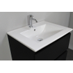 Basic Bella Meuble salle de bains avec lavabo céramique Blanc avec miroir 60x55x46cm 1 trou de robinet Noir mat SW491865