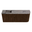 Mondiaz JOYA-DLUX Meuble de toilette 101,6cm - arrondi droit couleur Noyer - Vasque FAYE position Gauche 1 trou de robinet couleur Sombra. SW1424757