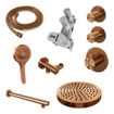 BRAUER Stripe Thermostatische Inbouw Regendouche - SET 04 - 25cm douchekop - rechte muurarm - 3-standen handdouche - doucheslang - wandaansluitbocht - koper geborsteld PVD SW1434920
