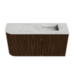Mondiaz JOYA-DLUX 81.6cm toiletmeubel - ronding links kleur Walnut - Wastafel FAYE positie Rechts Zonder kraangat kleur Opalo. SW1422542